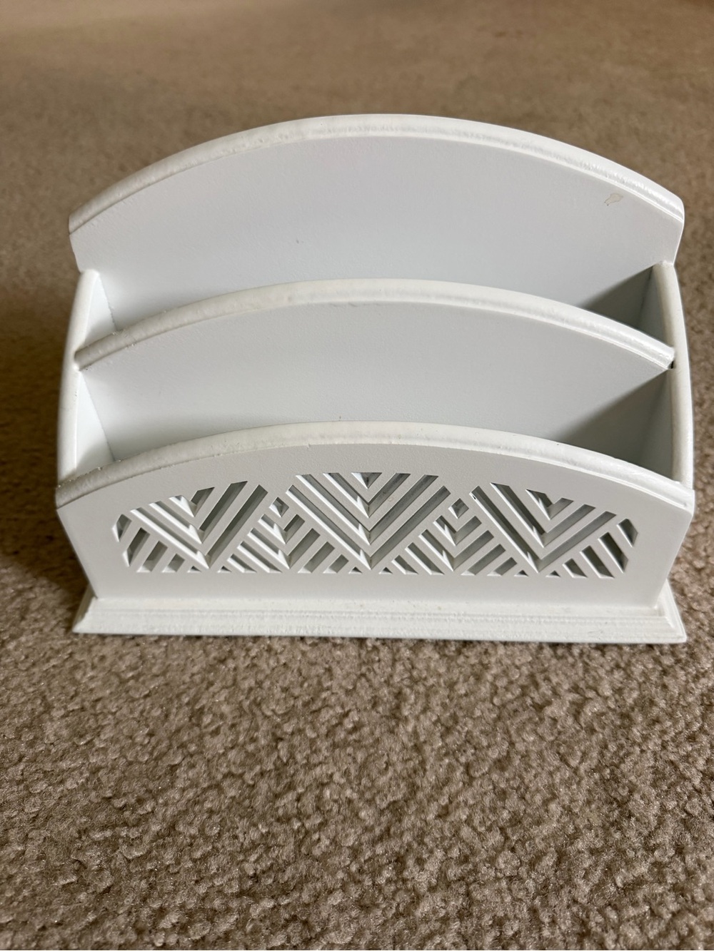 White Decorative Wooden Desk Organizer - Mail & File Holder